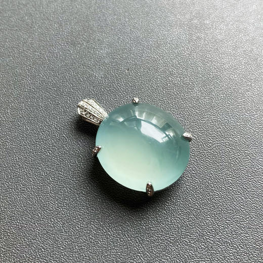 高冰种淡蓝水翡翠鸽子蛋吊坠戒指两用 商品图2