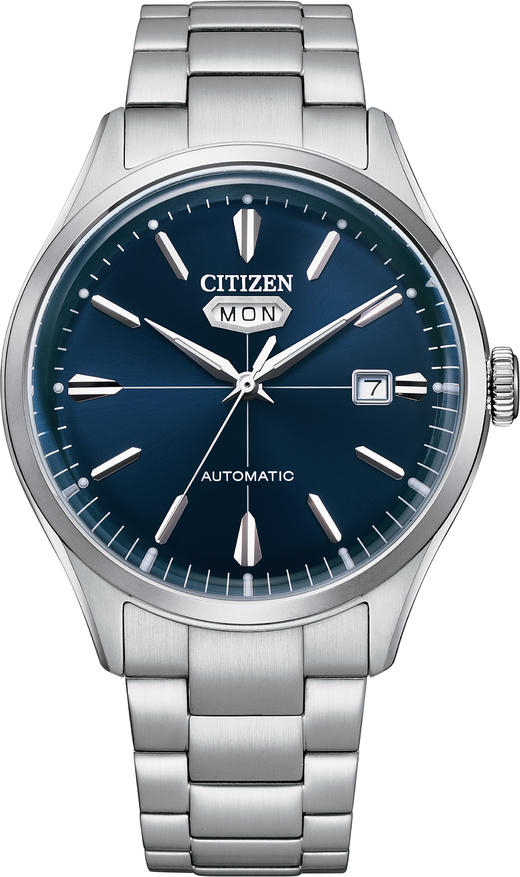 西铁城日本官方正品复古简约蓝盘钢带防水机械手表男 NH8391-51L 商品图2