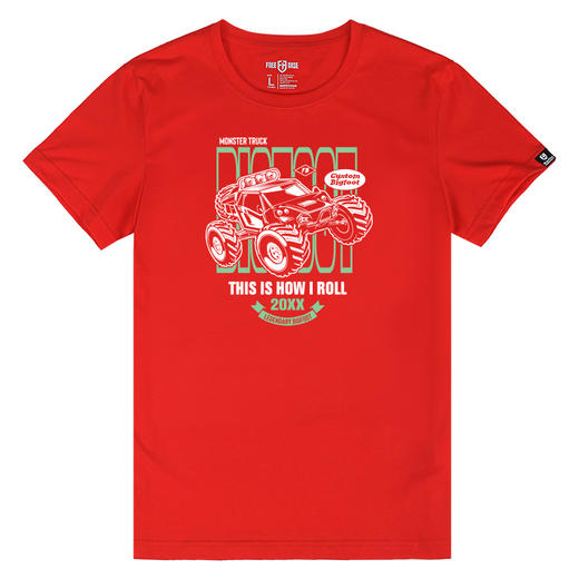 自由基地男装大脚怪越野车图案印花全棉短袖T恤户外休闲半袖队服 NMT-1881 商品图3