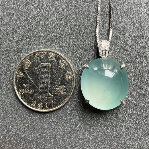 高冰种淡蓝水翡翠鸽子蛋吊坠戒指两用 商品图3