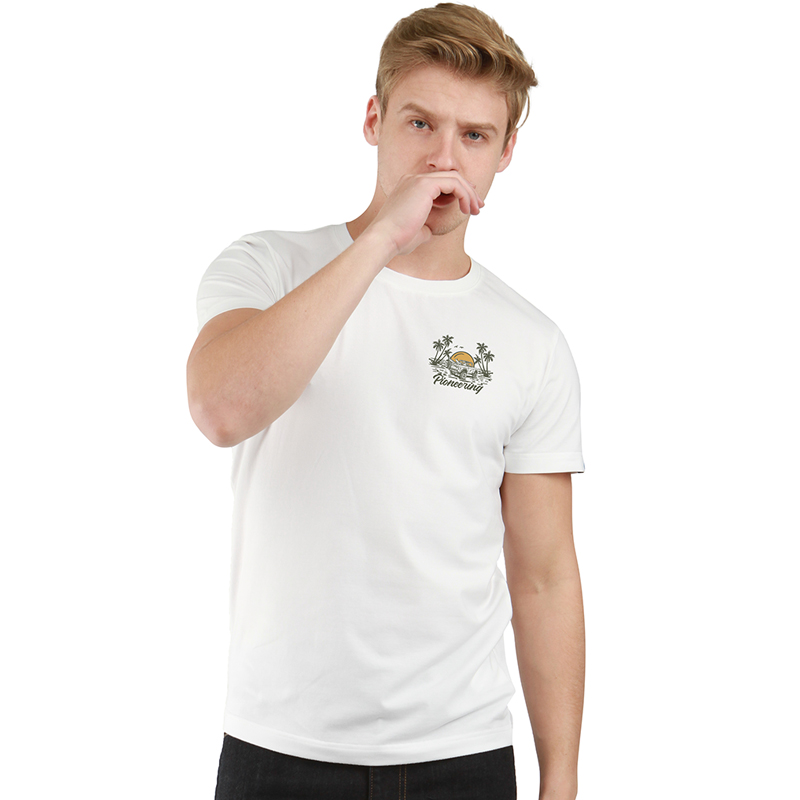 自由基地夏季露营户外复古印花短袖T恤衫潮牌中性复古棉男女休闲T NMT-1872