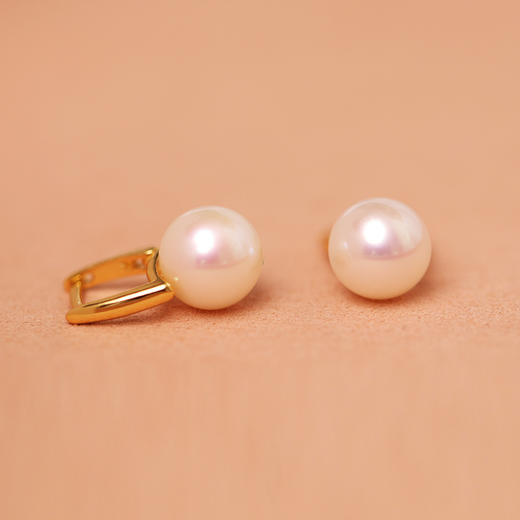 美裕 【弦歌】银925淡水珍珠耳钉 8-8.5mm白105621 商品图2