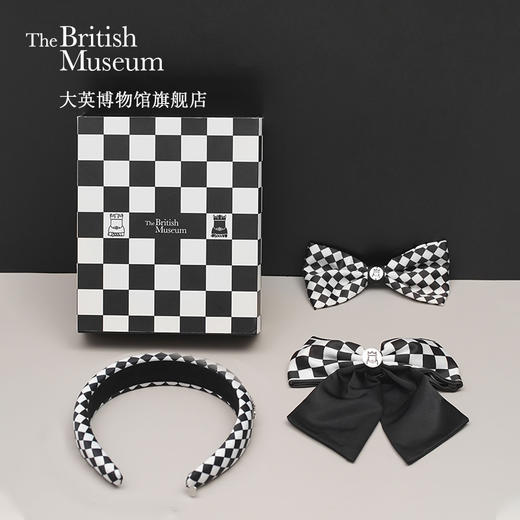 大英博物馆路易斯西洋棋发箍长款蝴蝶结发夹甜美可爱送女友礼物 商品图0