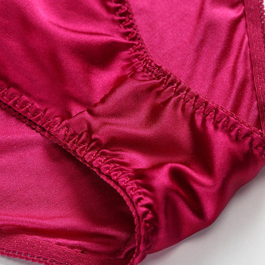 金三塔真丝蕾丝花边性感低腰三角裤桑蚕丝内裤女士短裤红色本命年（私密物品不支持退换）  1NZF4D206 商品图3