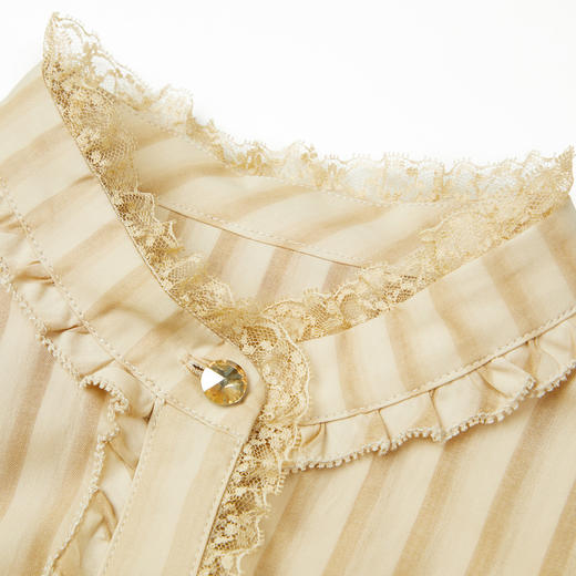 谜底长袖衬衫2022新款纯棉拼接蕾丝合体上衣女228MC6098 商品图3