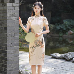 QY时尚减龄日常可穿素雅修身旗袍裙 商品图5