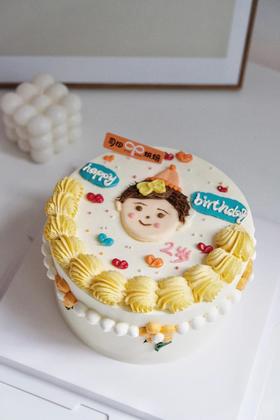 手绘小女孩蛋糕