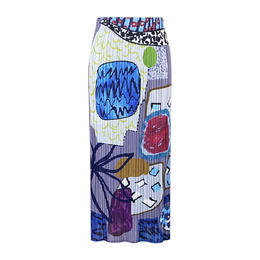 QC 5308小众印花百褶裙休闲中长款A字包臀裙 商品图5