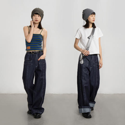 CryingCenter 假装有好多口袋 原色丹宁直筒牛仔裤 商品图3