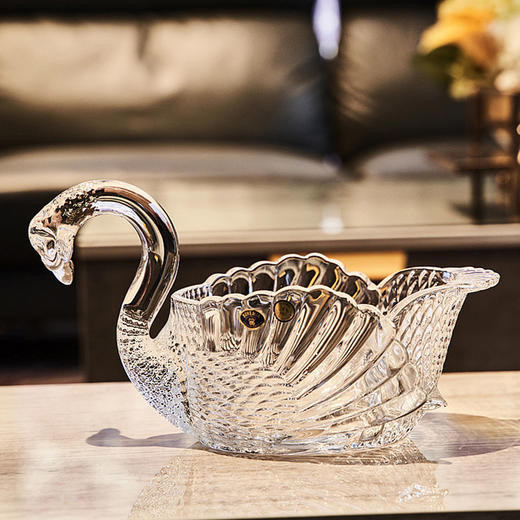 捷克BOHEMIA原装进口水晶玻璃天鹅果盘 商品图2