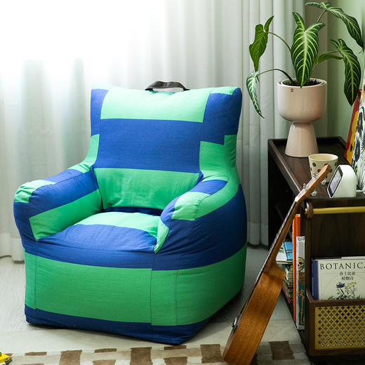 儿童宽条纹懒人沙发阳台卧室单人沙发 商品图0