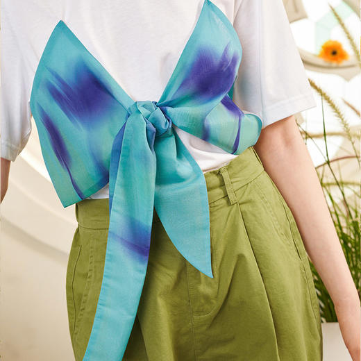 T恤 两三事迷蝶把戏 夏季新款时尚印花蝴蝶结拼接纯棉短袖t恤女 商品图3