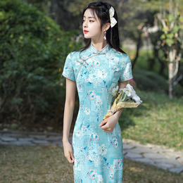 QY时尚减龄日常可穿素雅修身旗袍裙 商品图11