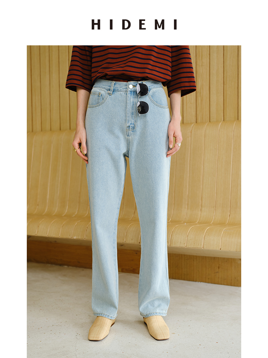 HIDEMI水洗雪花做旧牛仔裤