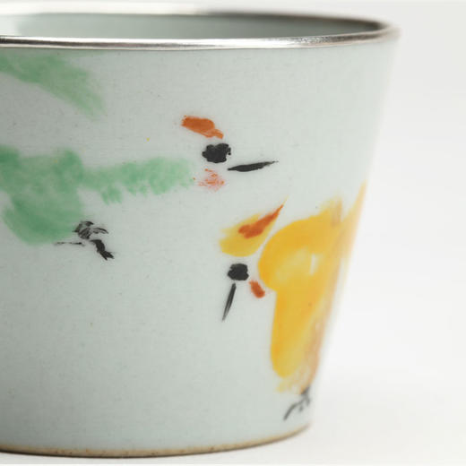 易都-【三吉图】仿古灰釉彩绘主人杯 | 吾杯 商品图3