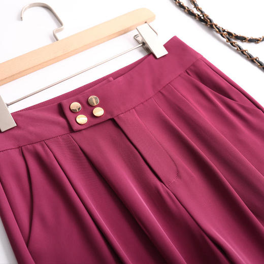 AL86802高腰冰丝阔腿裤女夏季新款垂感小个子休闲西装裤时尚显瘦拖地长裤 商品图3