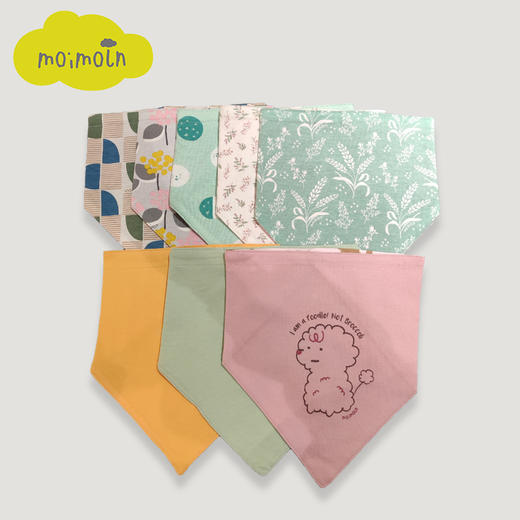moimoln小云朵新款纯棉三角巾婴幼儿围嘴口水巾宝宝男女卡通碎花LOX2WA2J32 商品图0