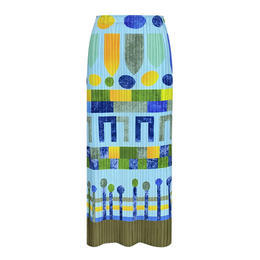 QC 5308小众印花百褶裙休闲中长款A字包臀裙 商品图3