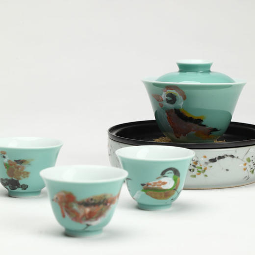 易都-【大吉祥】松石地彩绘一方席茶具套组 商品图0