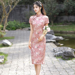 QY时尚减龄日常可穿素雅修身旗袍裙 商品图0