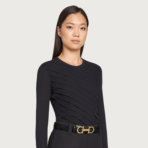 FERRAGAMO 菲拉格慕 女士小牛皮可调节 GANCINI 腰带 黑色 23 0059 742061 商品图2