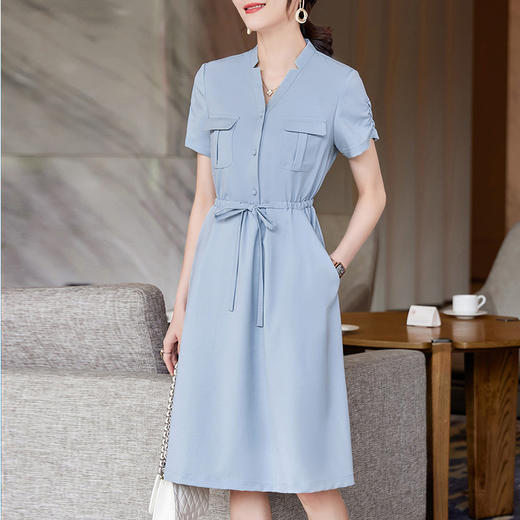 XS2109-YZH 衬衫连衣裙女夏款女装2022年新款时尚气质设计感休闲中长裙子 商品图0