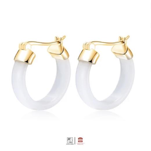 钢筋玉骨白玛瑙耳环-金 商品图0