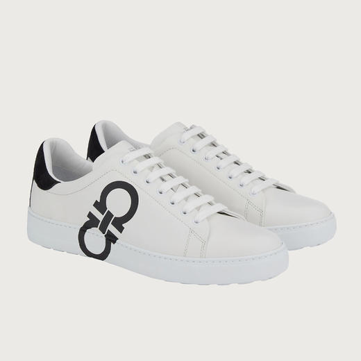 FERRAGAMO 菲拉格慕 男士皮质 GANCINI 休闲运动鞋 白色 747213 商品图1