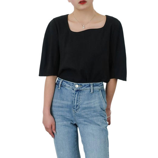 oldcolour2021夏方领纯色宽松休闲百搭气质短袖衬衫N22011403 商品图4