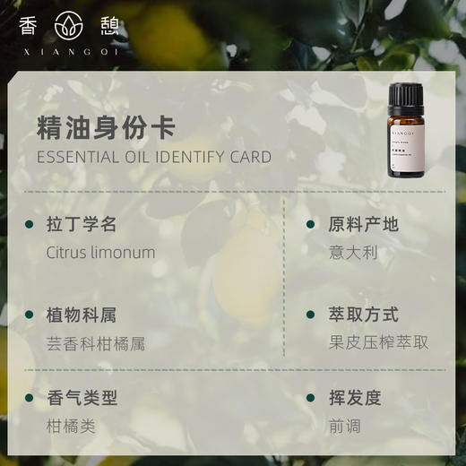 「课程·单方油」XIANGQI香憩︱柠檬精油 5ml/瓶 商品图2