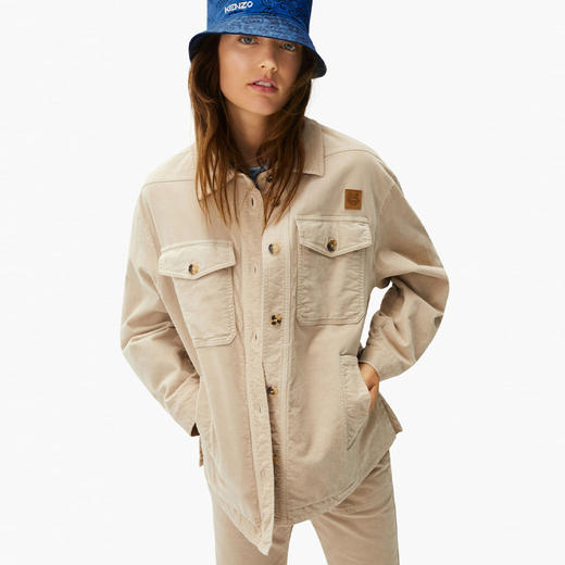 【一】KENZO 高田贤三 女士棉质小虎头徽标长袖外套 米色 FC52 CH046 9CA 08 商品图1