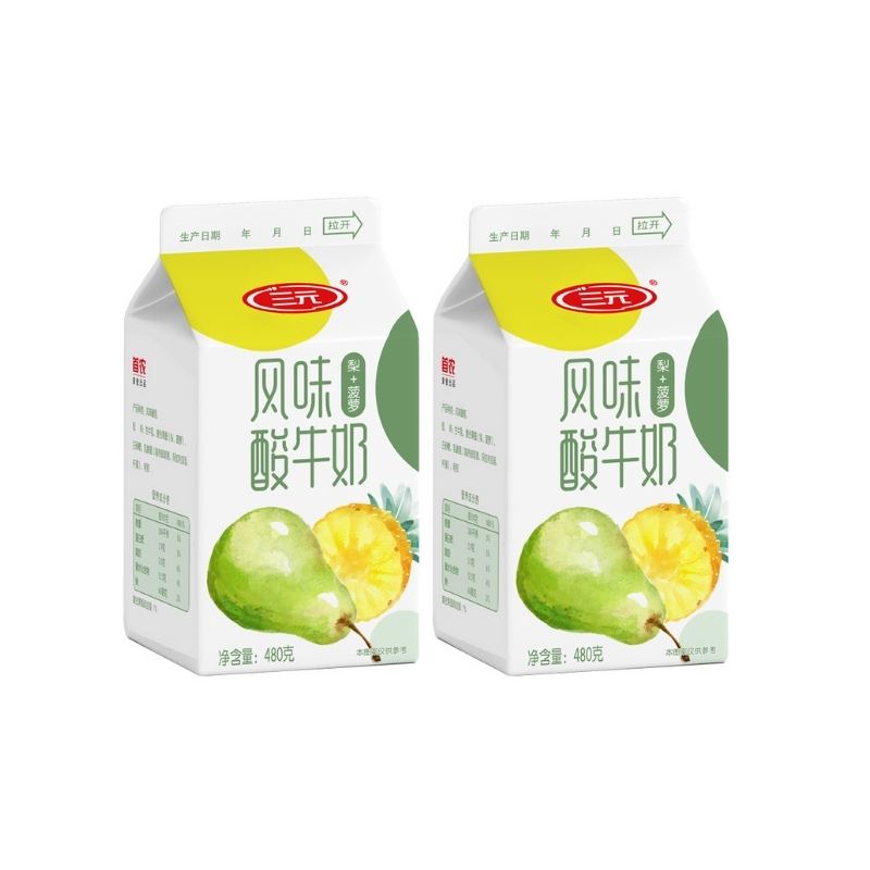 【自提-低温】果之养果料酸牛奶-梨+菠萝480g*2