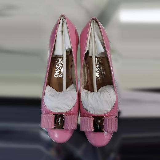 FERRAGAMO 菲拉格慕 女士牛皮蝴蝶结平底皮鞋 粉色 752454 商品图1