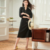 剩S/M 芳外【丝光缎面小黑裙】2024春夏新款薄款衬衫连衣裙 商品缩略图3