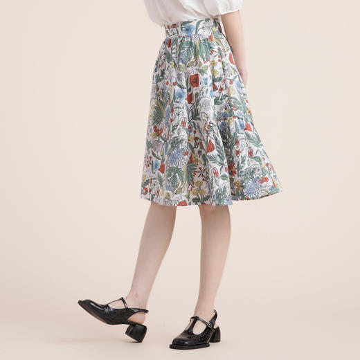 谜底碎花半截裙2022夏季新款复古文艺纯棉印花百褶裙222MB0687 商品图1