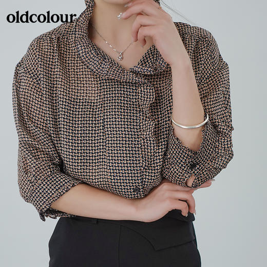 oldcolour夏法式气质温柔木耳边领点点衬衫N22012266 商品图1