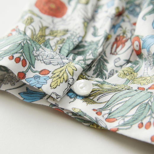 谜底纯棉短袖连衣裙2022夏新款复古田园收腰花色中长裙222ML0707 商品图3