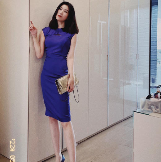 孤品-“偏小，拍大一码”J9283608颈袖添香季新款时尚职场修身OL气质显瘦包臀弹力女士连衣裙J9283608不退可换 商品图1