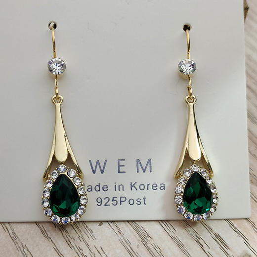 JU-D16韩国气质优雅蓝色水晶耳环女长款流苏耳钩水滴型耳坠简约秋冬耳饰 商品图5