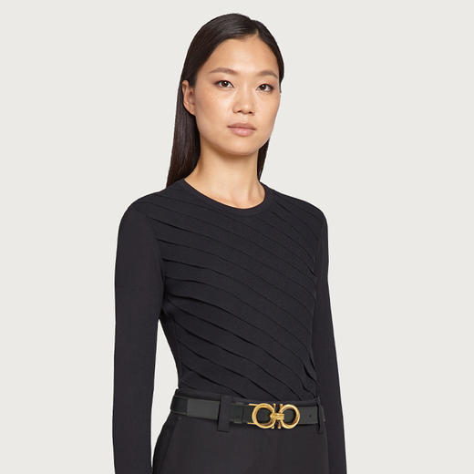 FERRAGAMO 菲拉格慕 女士小牛皮可调节 GANCINI 腰带 黑色 23 0118 751187 商品图2