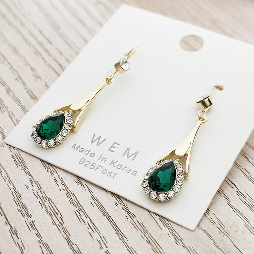 JU-D16韩国气质优雅蓝色水晶耳环女长款流苏耳钩水滴型耳坠简约秋冬耳饰 商品图1