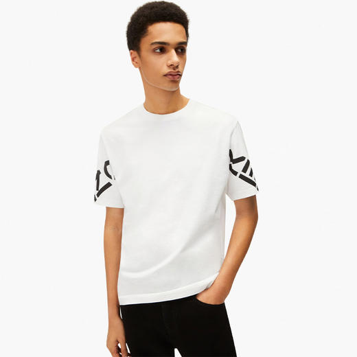 【二】KENZO 高田贤三 男士棉质箭头标识印花圆领短袖T恤 白色 FC55 TS203 4SK 01 商品图1