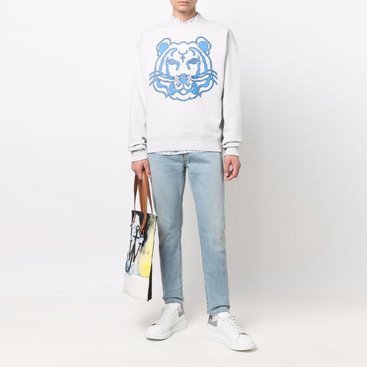 KENZO 高田贤三 男士棉质抽象大虎头印花长袖卫衣 浅灰色 FC55 SW526 4ML 93 商品图3