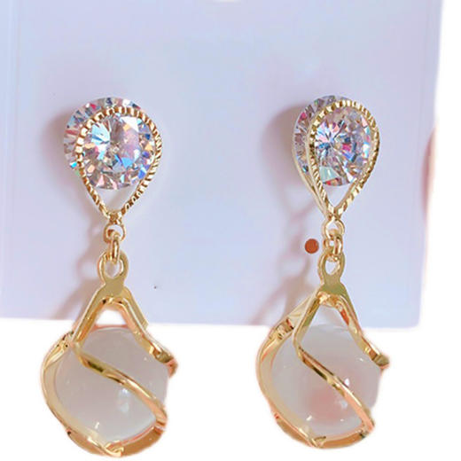 JU-D543韩国气质耳环2021新款潮长款缠绕锆石耳丁简约时尚镀金耳饰女 商品图3