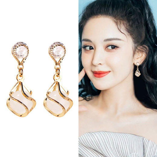 JU-D543韩国气质耳环2021新款潮长款缠绕锆石耳丁简约时尚镀金耳饰女 商品图0