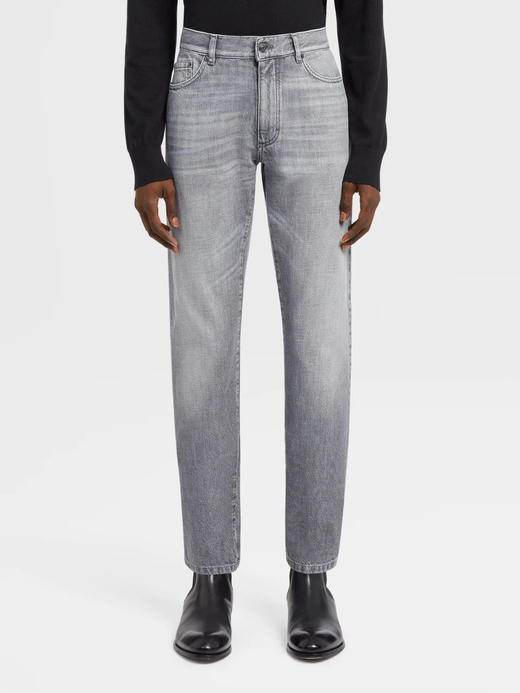 Z亚 夏季薄款 灰色水洗磨白做旧 后兜黑皮标 牛仔裤 Z-9166 商品图1