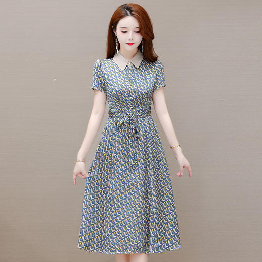YWE X60娃娃领印花连衣裙气质优雅时尚a字裙 商品图2
