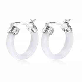 龙鳞玛瑙耳环-银白