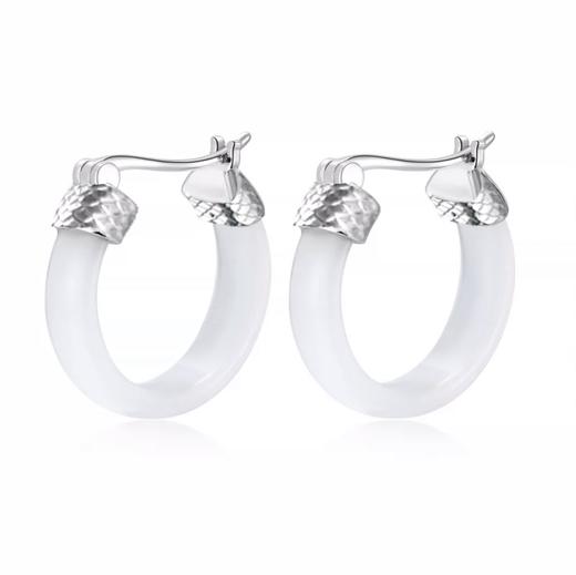 龙鳞玛瑙耳环-银白 商品图0