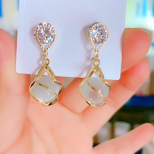 JU-D543韩国气质耳环2021新款潮长款缠绕锆石耳丁简约时尚镀金耳饰女 商品图1